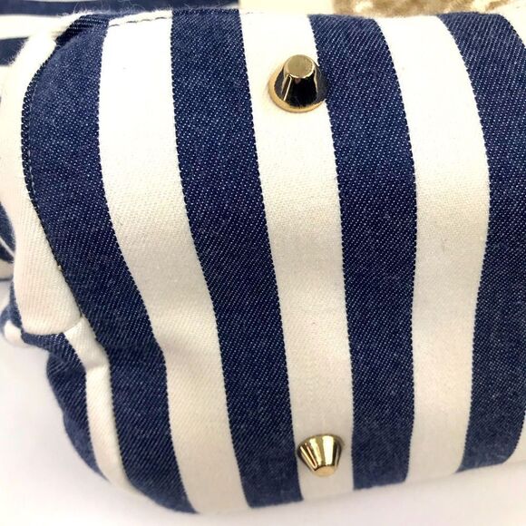 Deux Lux X Everything But Water Navy Blue Gold Sequin Nautical Canvas Tote Bag - Picture 12 of 16